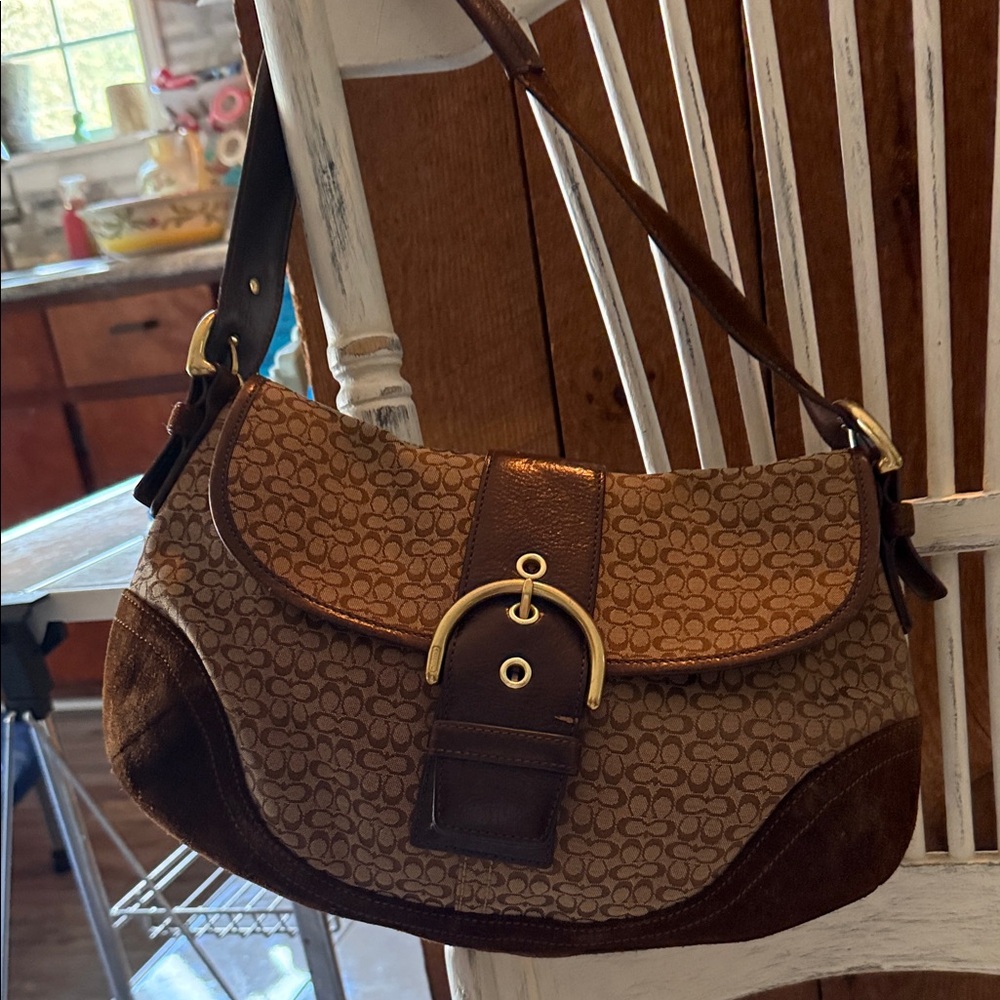 Coach Tan and Brown Shoulder BagY2K